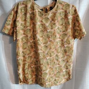 FrancesssErita Sz 14 Vintage Silk Top Autum Earthy Cottagecore Grandmacore